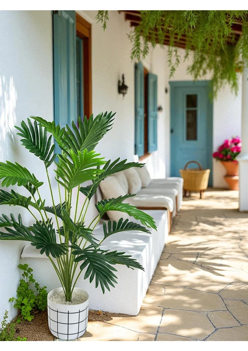 Yapay Ağaç Areka Palmiye 24 Yaprak 90CM Plastik Saksıda Yapay Salon Çiçeği Ev Dekorasyon Hediye Çiçek